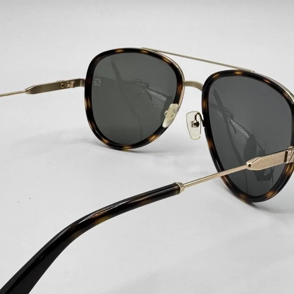 Ermenegildo Zegna Sunglasses EZ0008 28N Mens Tortoise Aviator Green Lens 58mm